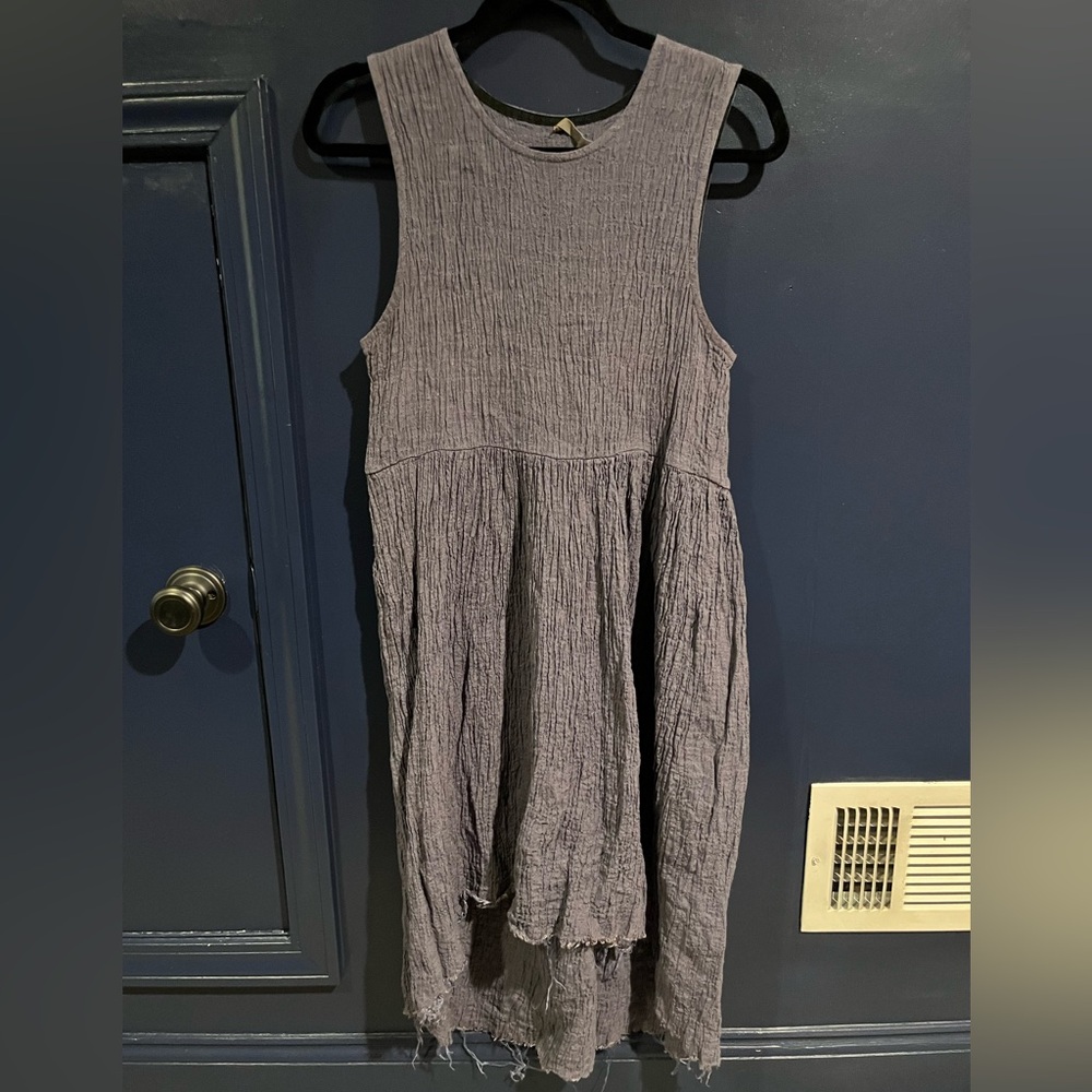 Ovate Seraphina linen gauze dress - raw hem - M-L